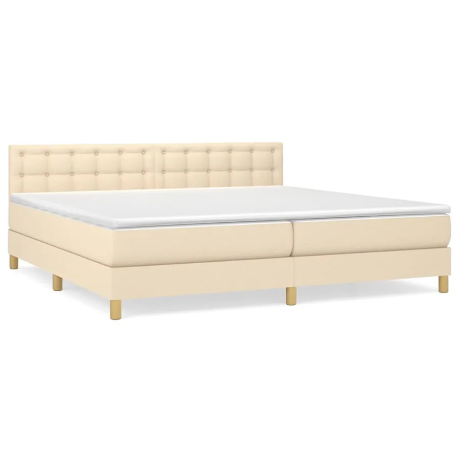 Sommier à lattes de lit avec matelas Crème 200x200 cm Tissu - 2
