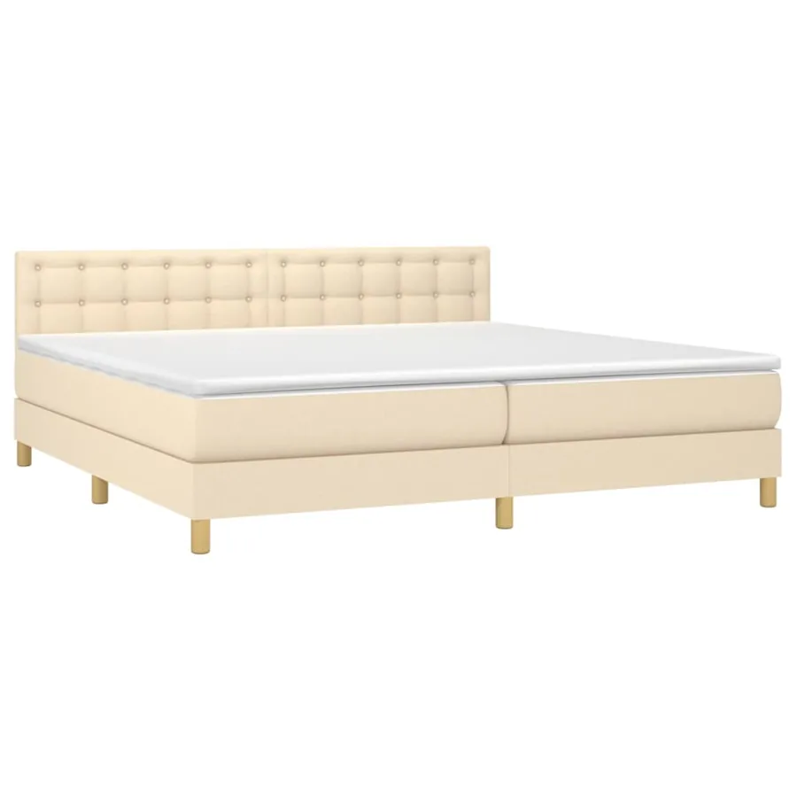 Sommier à lattes de lit avec matelas Crème 200x200 cm Tissu - 3