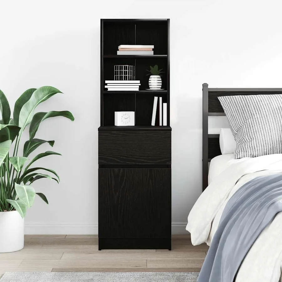 Table de chevet noir 39x35x125 cm bois d’ingénierie - 3