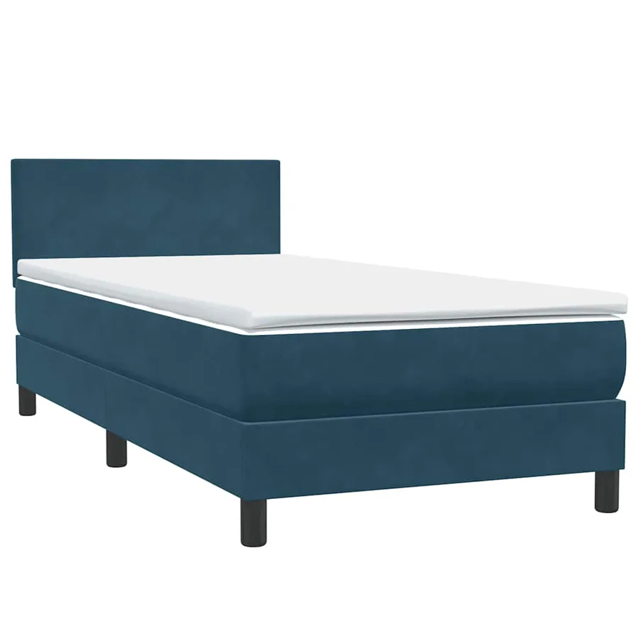 Sommier à lattes de lit et matelas et LED bleu foncé 90x210 cm velours - 5