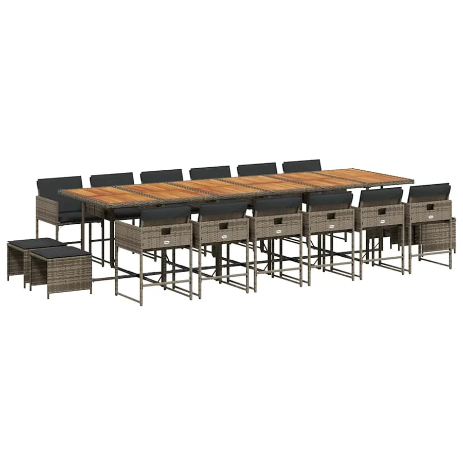 Ensemble à manger de jardin 17 pcs et coussins résine tressée - 2