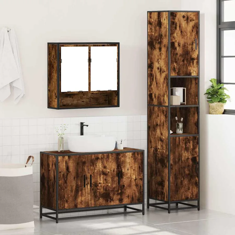 Ensemble de meubles de salle de bain 3 pcs Chêne fumé - 4