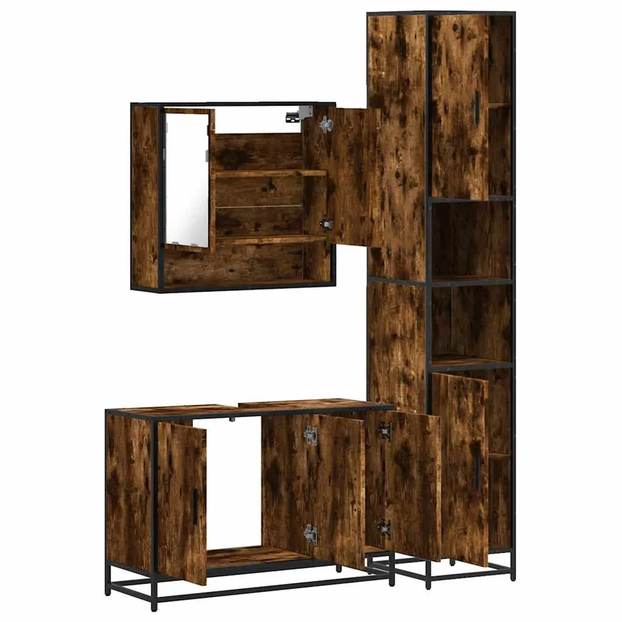Ensemble de meubles de salle de bain 3 pcs Chêne fumé - 8