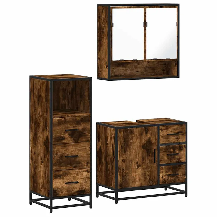 Ensemble de meubles de salle de bain 3 pcs Chêne fumé - 2