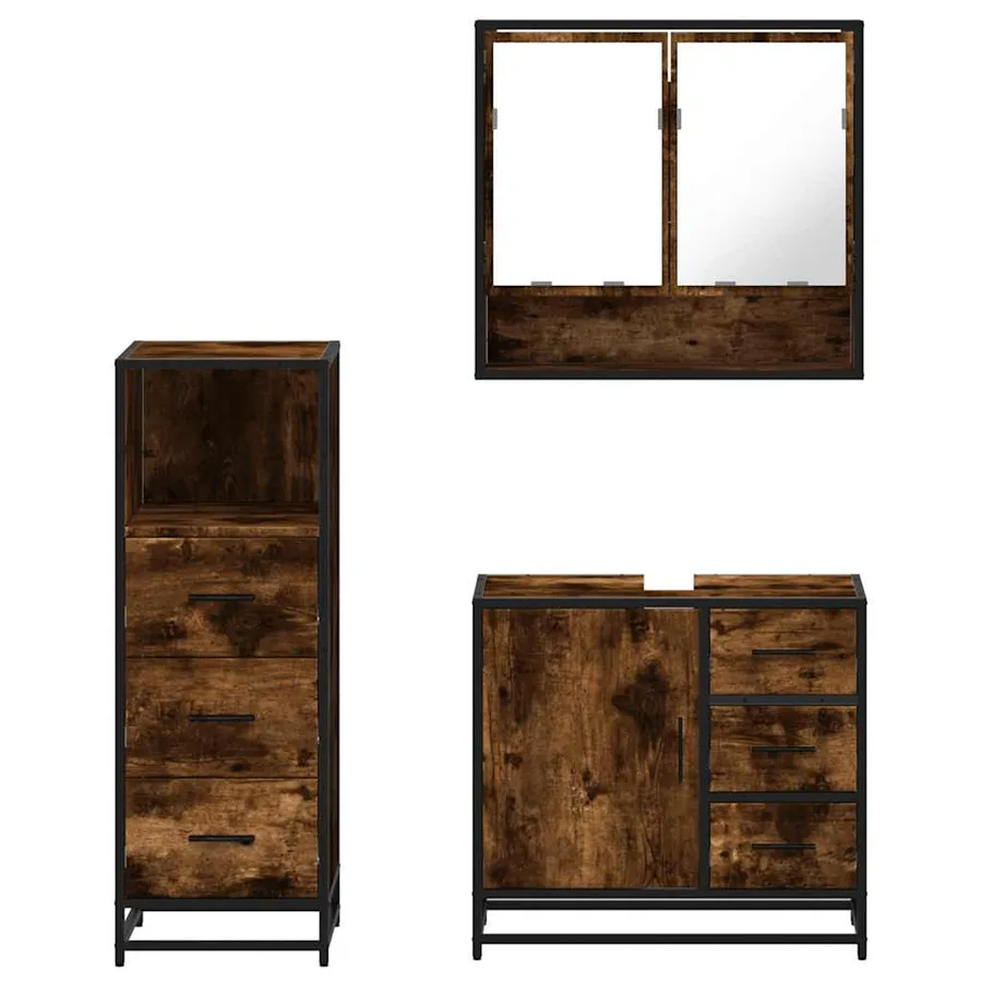 Ensemble de meubles de salle de bain 3 pcs Chêne fumé - 5