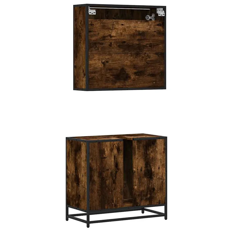 Ensemble de meubles de salle de bain 2 pcs Chêne fumé - 7