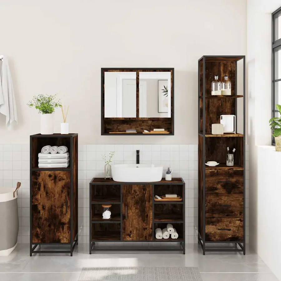 Ensemble de meubles de salle de bain 3 pcs chêne fumé - 4
