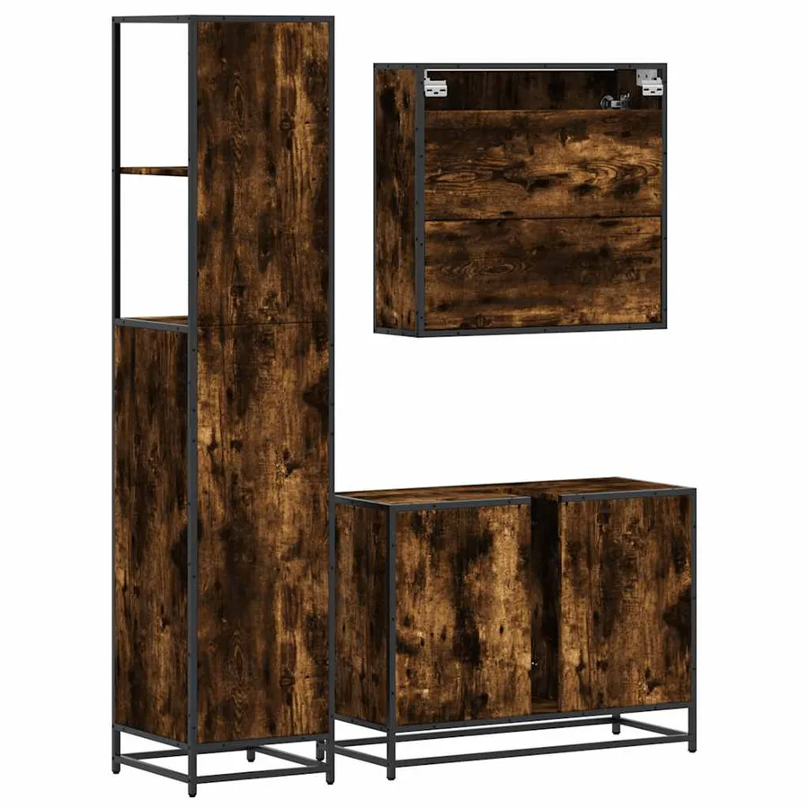 Ensemble de meubles de salle de bain 3 pcs chêne fumé - 8