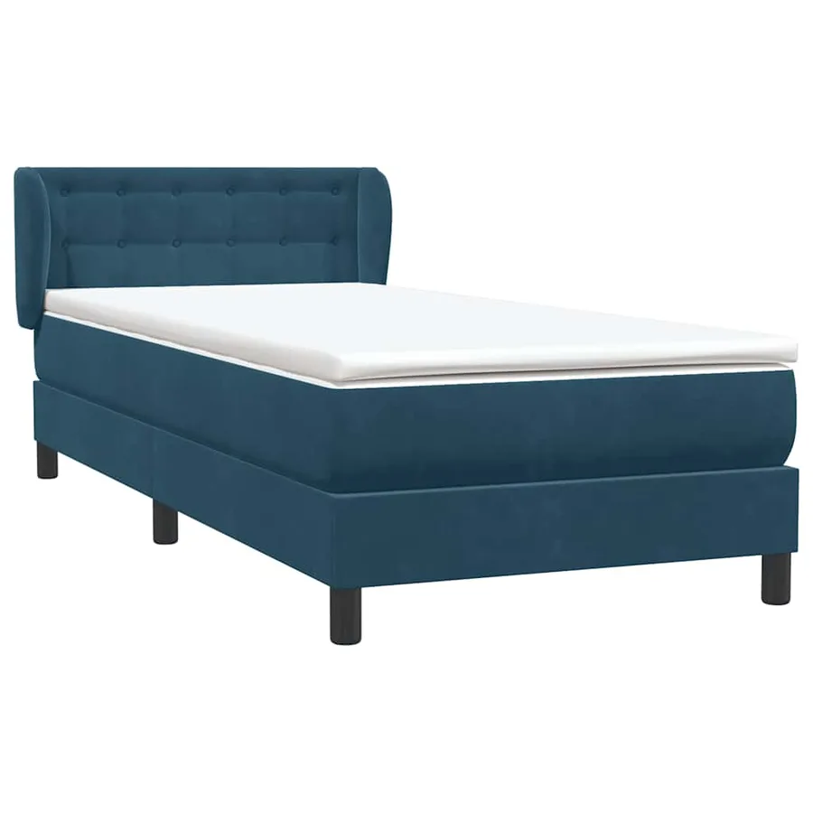 Sommier à lattes de lit et matelas bleu foncé 90x210 cm velours - 4