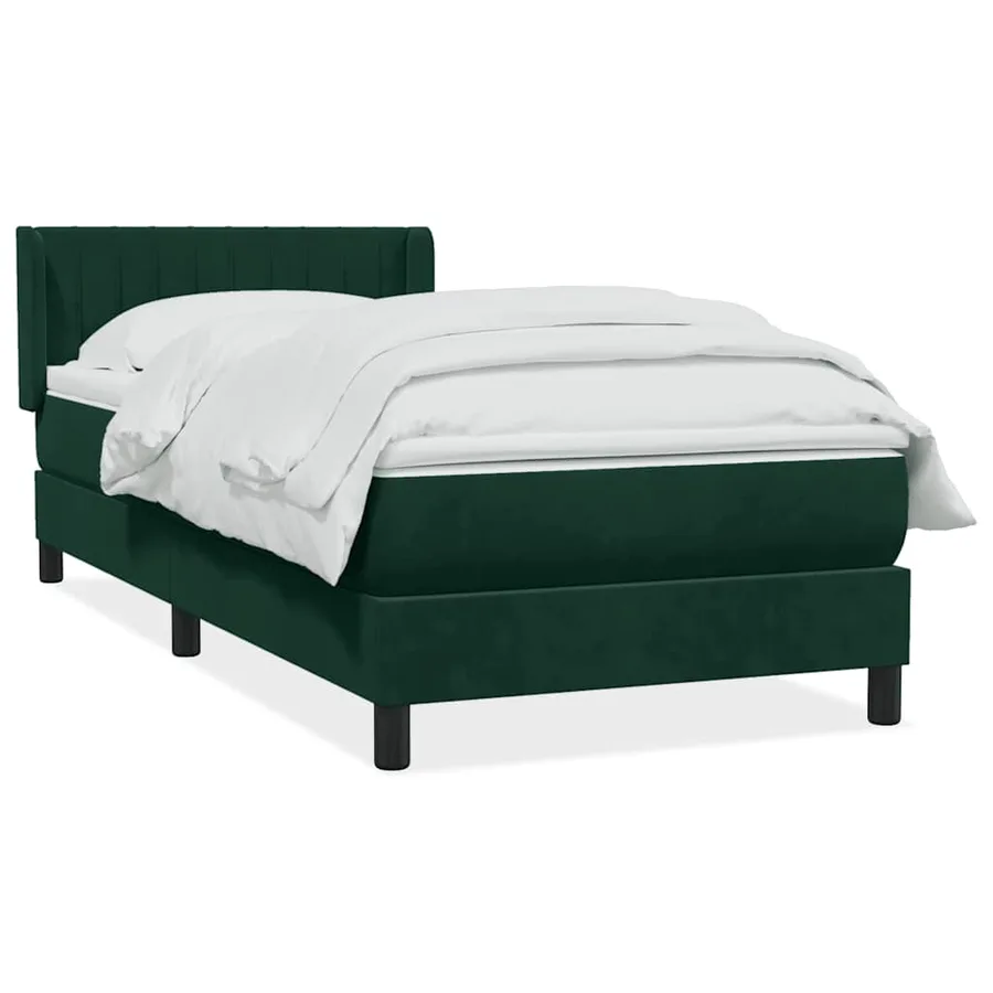 Sommier à lattes de lit et matelas vert foncé 90x210 cm velours - 2