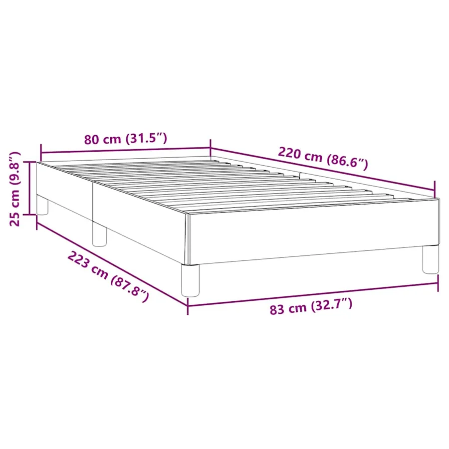 Cadre de lit sans matelas gris clair 80x220 cm velours - 10
