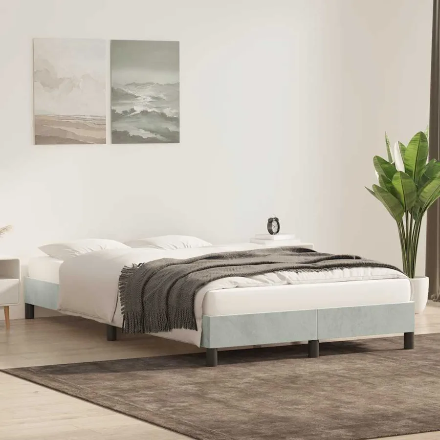 Cadre de lit sans matelas gris clair 80x220 cm velours - 3