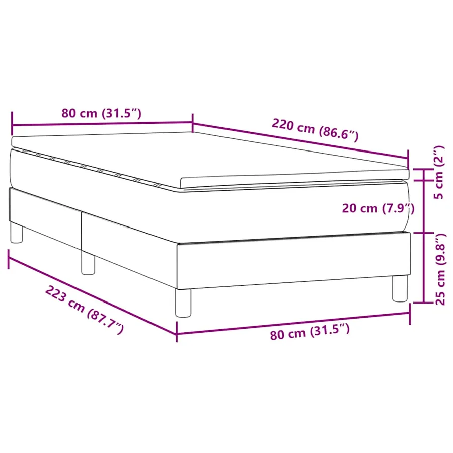Sommier à lattes de lit et matelas gris clair 80x220 cm velours - 11