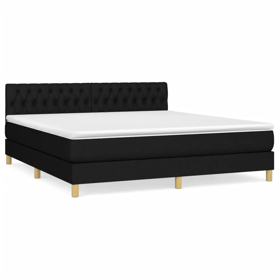 Sommier à lattes de lit avec matelas Noir 180x200 cm Tissu - 2