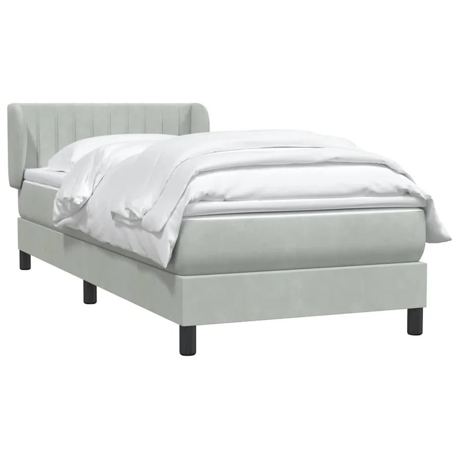 Sommier à lattes de lit et matelas gris clair 80x220 cm velours - 3