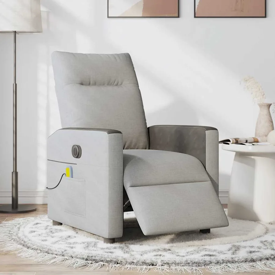 Fauteuil de massage inclinable électrique gris nuage tissu - 2