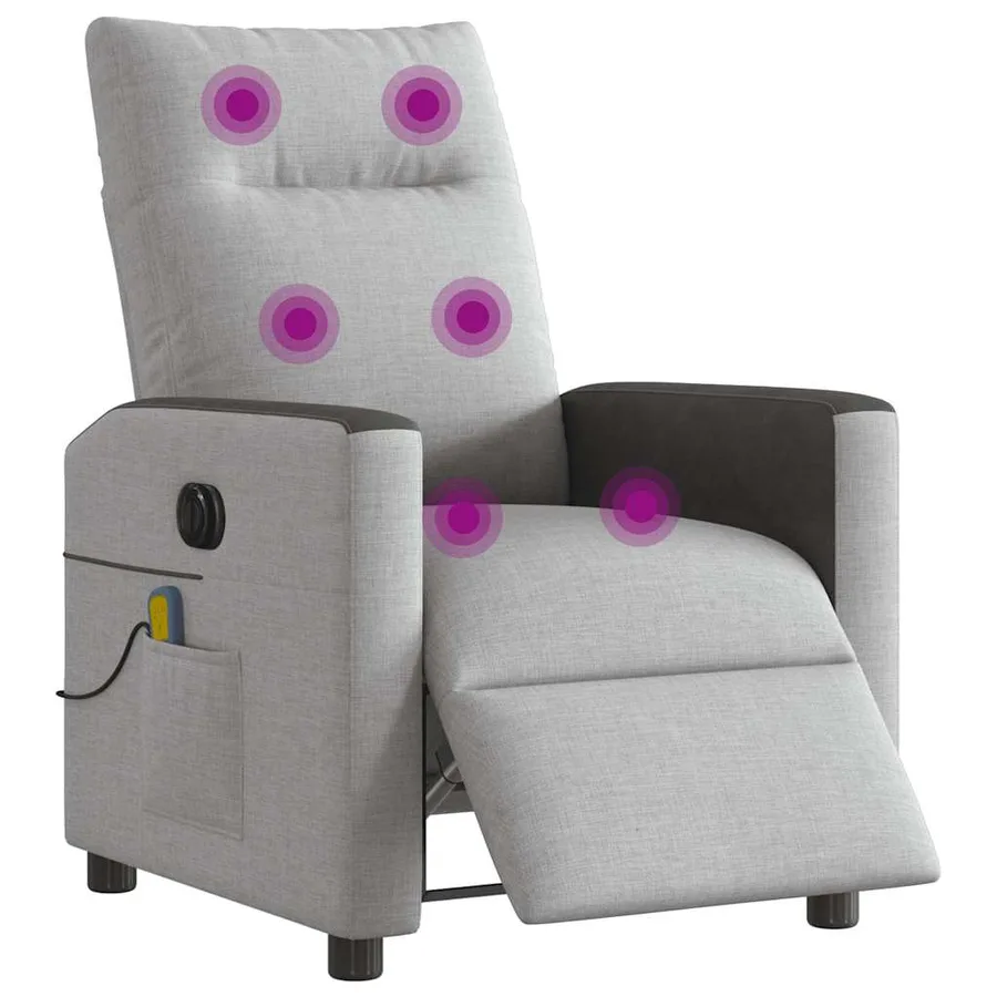 Fauteuil de massage inclinable électrique gris nuage tissu - 3