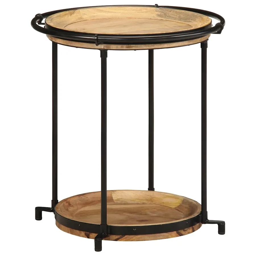 Table d'appoint Ø55x60 cm bois de manguier massif - 9