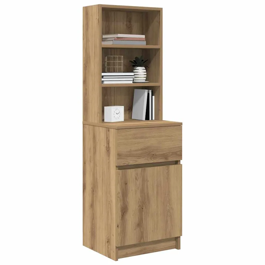 Table de chevet chêne artisanal 39x35x125 cm bois d'ingénierie - 4