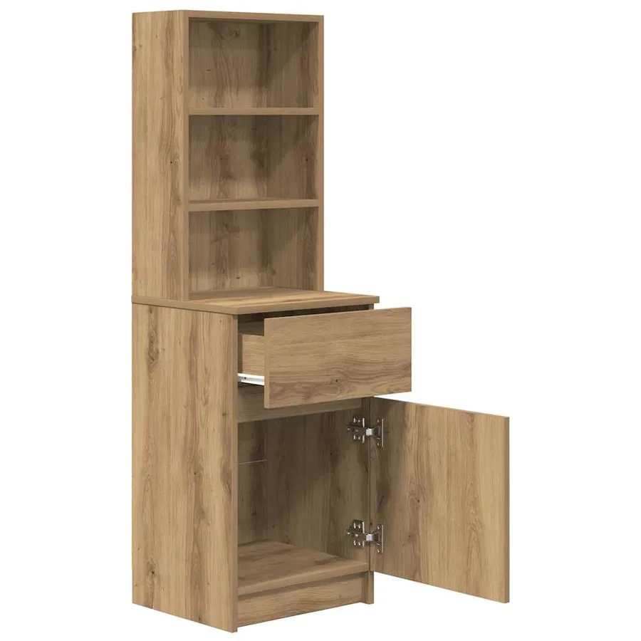 Table de chevet chêne artisanal 39x35x125 cm bois d'ingénierie - 5
