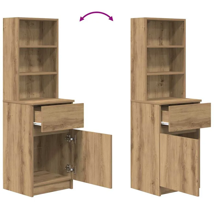 Table de chevet chêne artisanal 39x35x125 cm bois d'ingénierie - 9