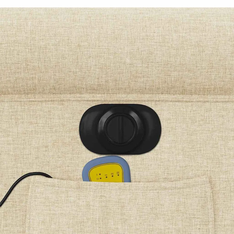 Fauteuil inclinable de massage électrique crème tissu - 14