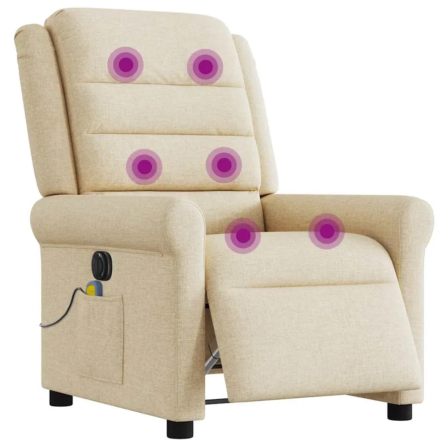 Fauteuil inclinable de massage électrique crème tissu - 2