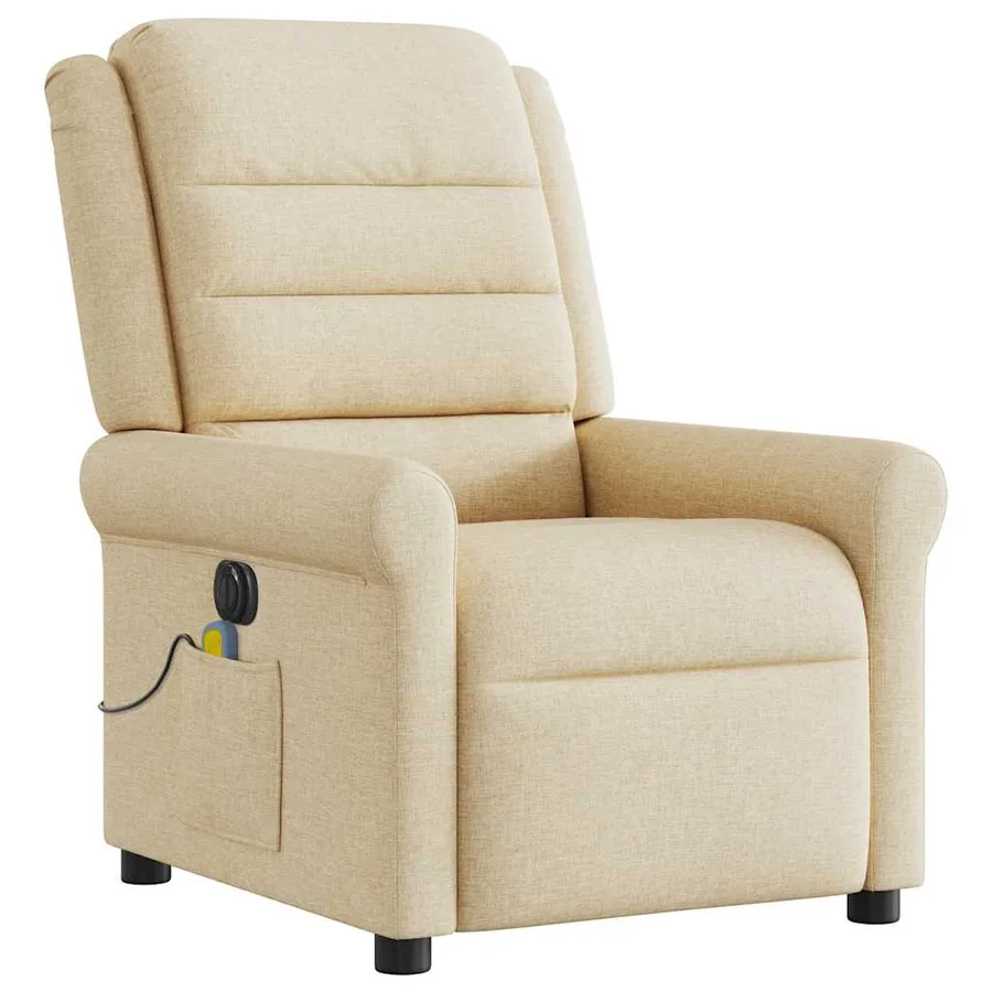 Fauteuil inclinable de massage électrique crème tissu - 4