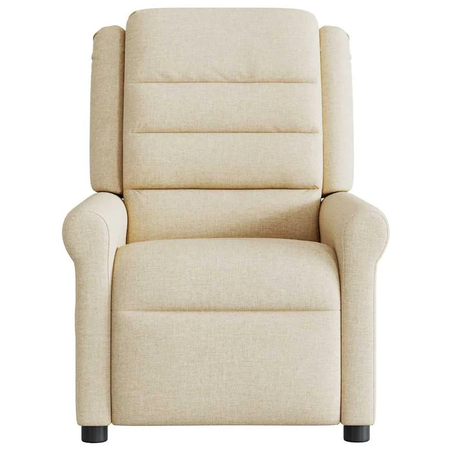Fauteuil inclinable de massage électrique crème tissu - 5