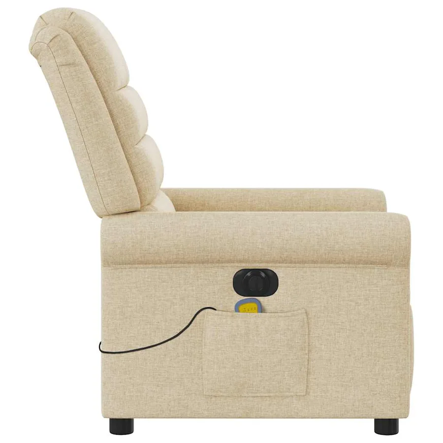 Fauteuil inclinable de massage électrique crème tissu - 6