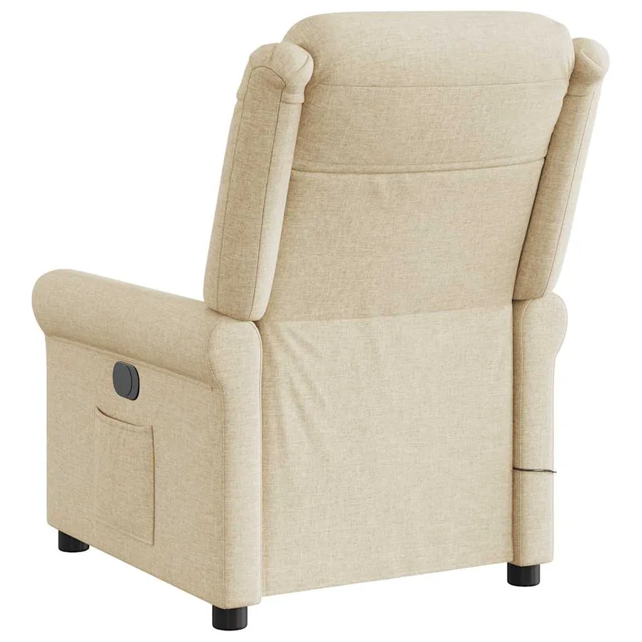 Fauteuil inclinable de massage électrique crème tissu - 7