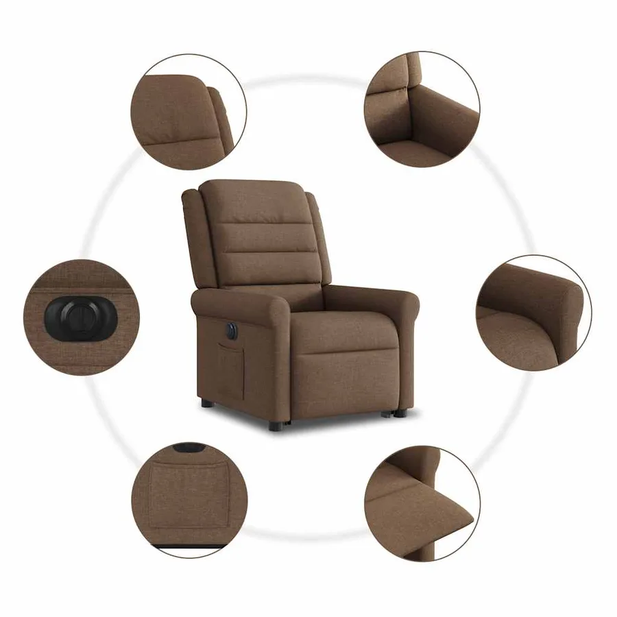 Fauteuil inclinable électrique marron tissu - 11