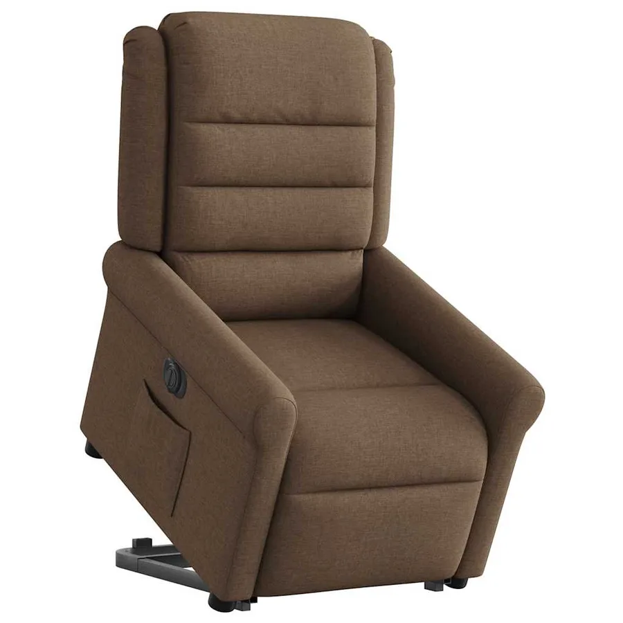Fauteuil inclinable électrique marron tissu - 2