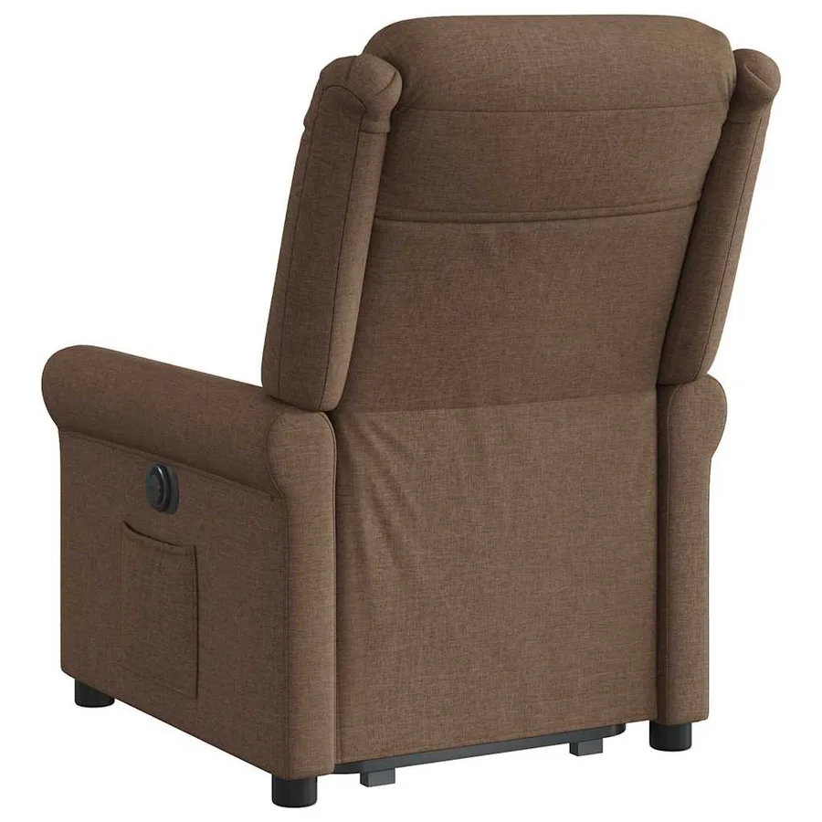 Fauteuil inclinable électrique marron tissu - 7