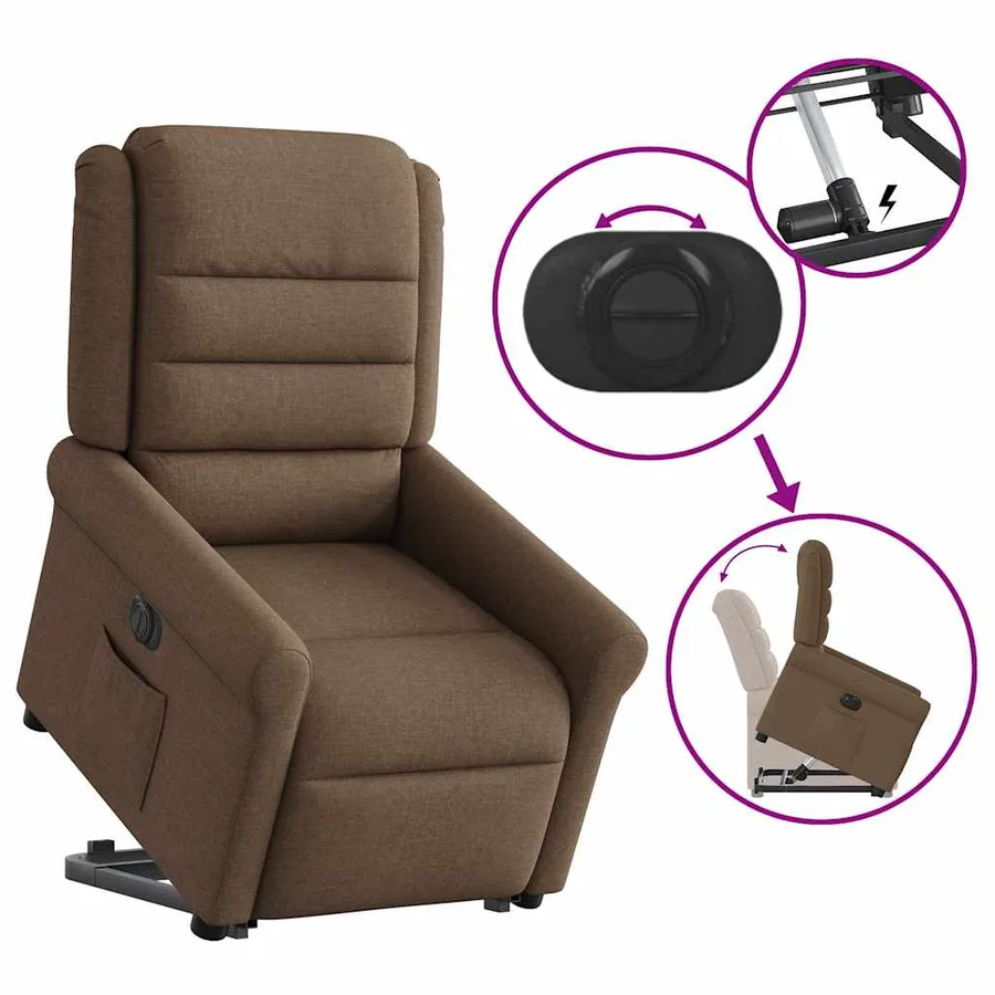 Fauteuil inclinable électrique marron tissu - 9