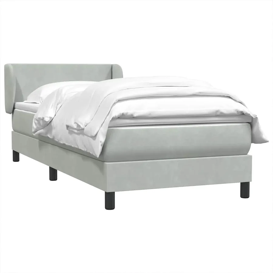 Sommier à lattes de lit et matelas gris clair 90x210 cm velours - 4