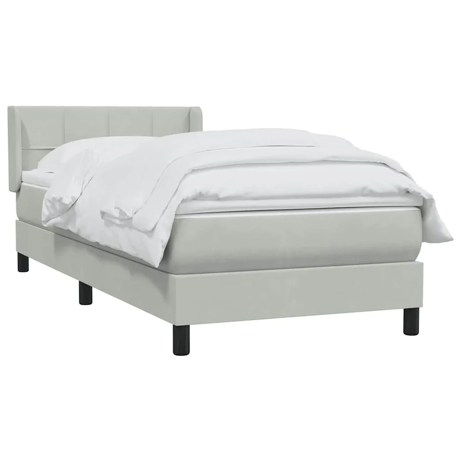 Sommier à lattes de lit et matelas gris clair 90x210 cm velours - 3