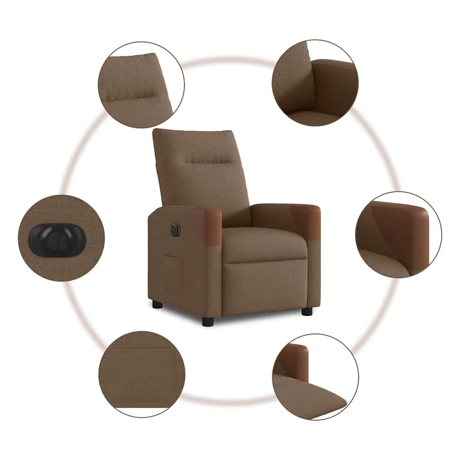 Fauteuil inclinable électrique Marron Tissu - 10