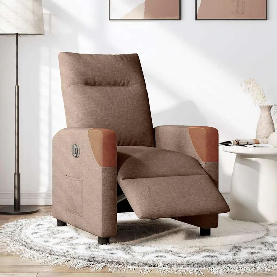 Fauteuil inclinable électrique Marron Tissu - 2