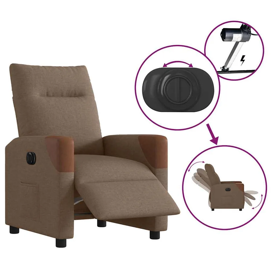 Fauteuil inclinable électrique Marron Tissu - 9