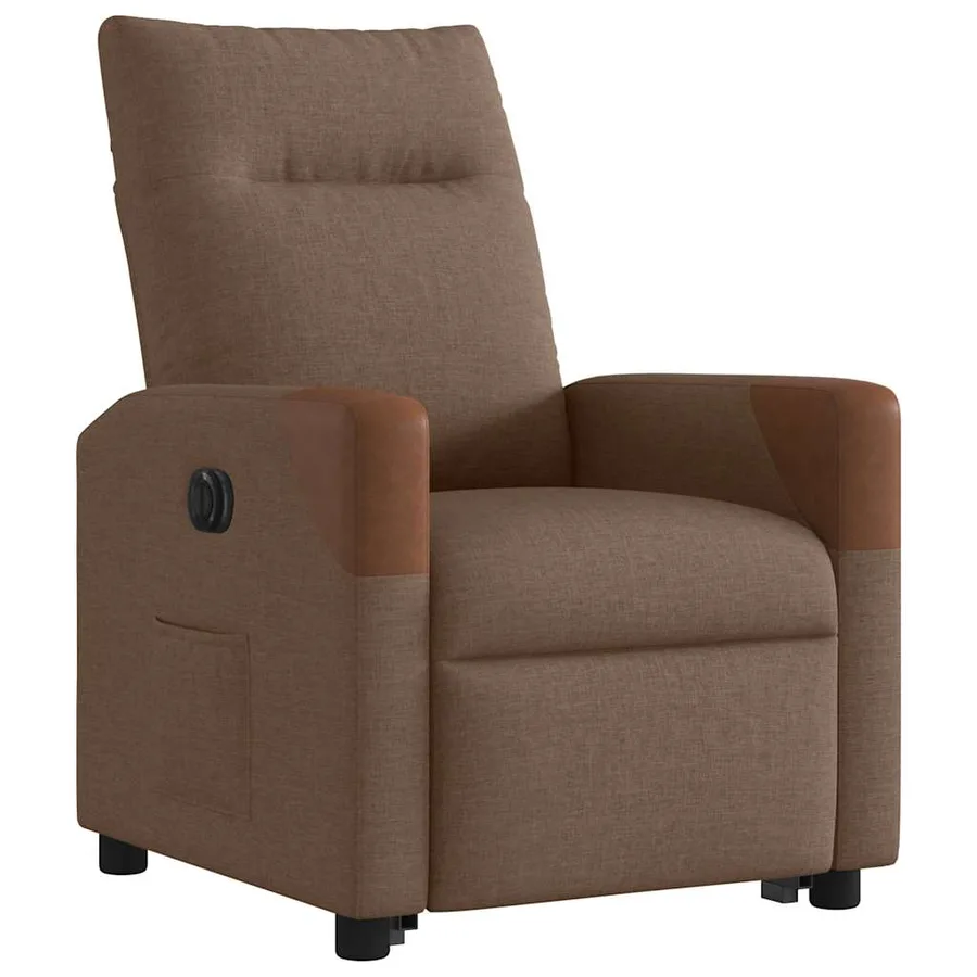 Fauteuil inclinable électrique marron tissu - 4