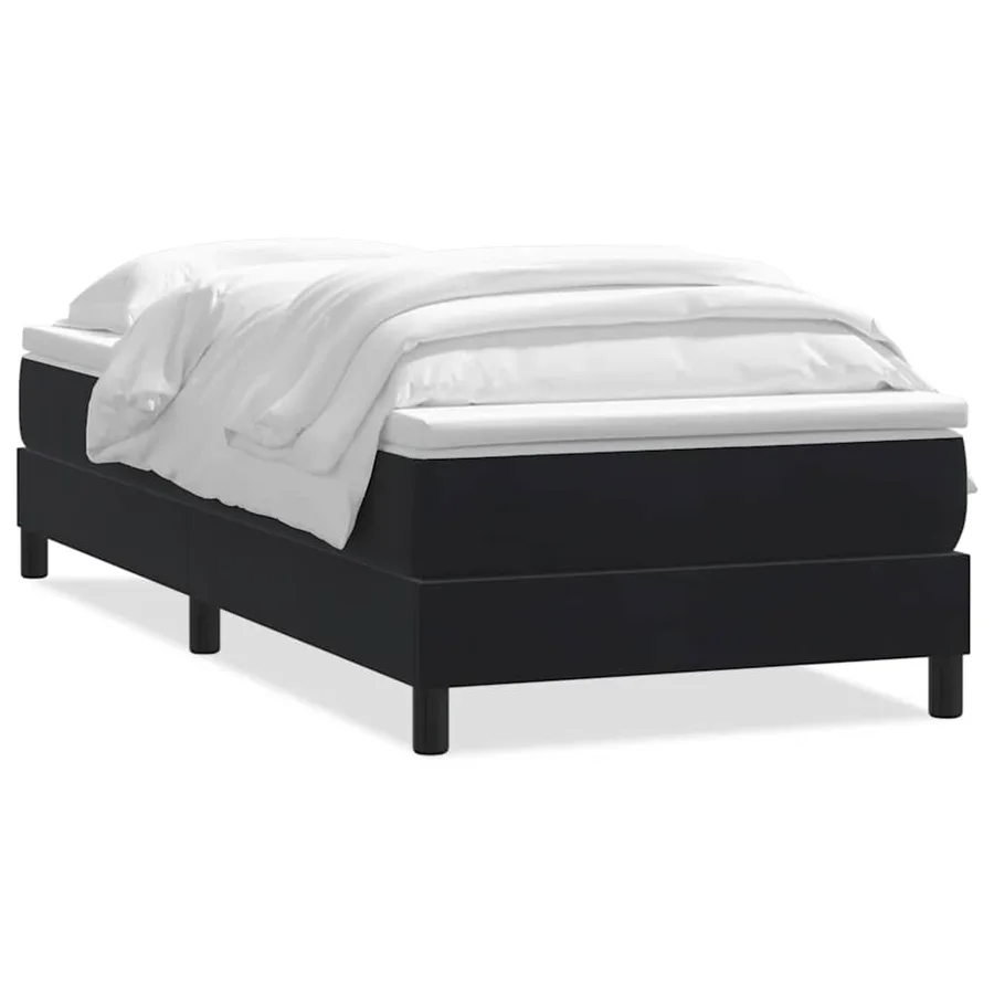 Sommier à lattes de lit avec matelas noir 100x210 cm velours - 2