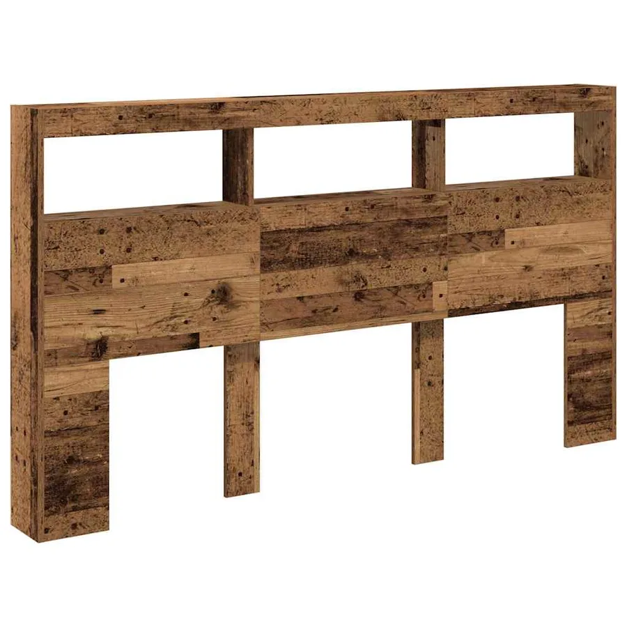 Armoire tête de lit avec LED vieux bois 180x17x102 cm - 6