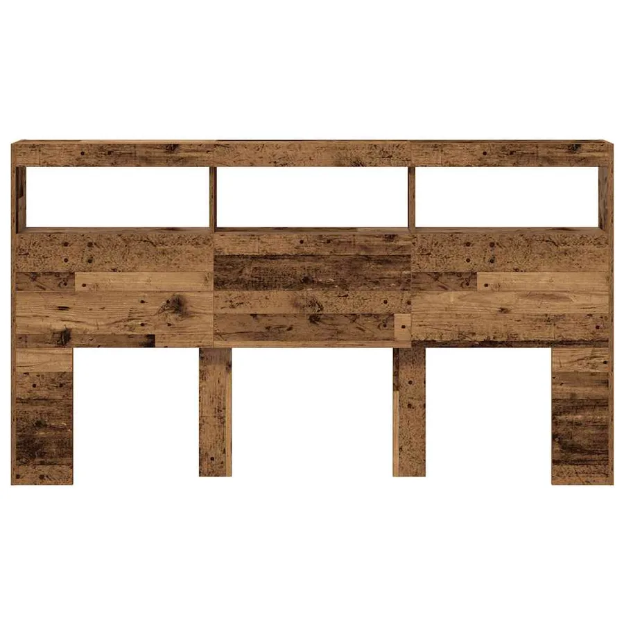 Armoire tête de lit avec LED vieux bois 180x17x102 cm - 7