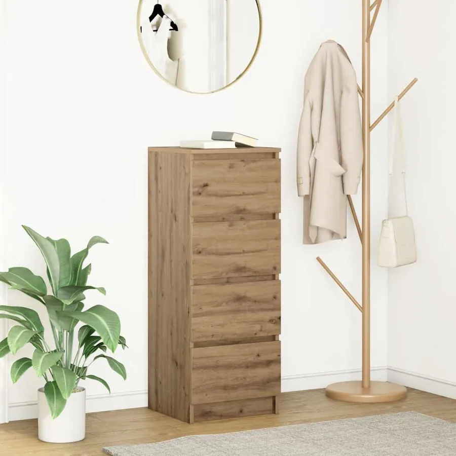 Buffet chêne artisanal 37,5x35x99 cm bois d'ingénierie