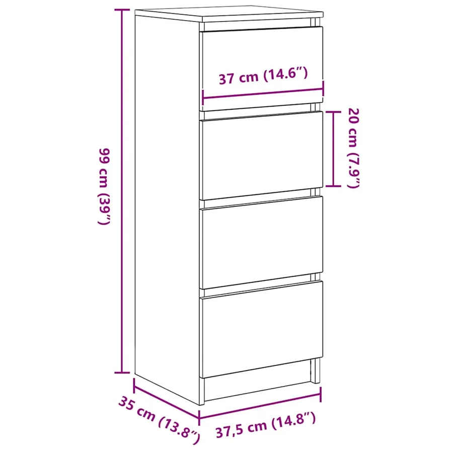 Buffet chêne artisanal 37,5x35x99 cm bois d'ingénierie - 12