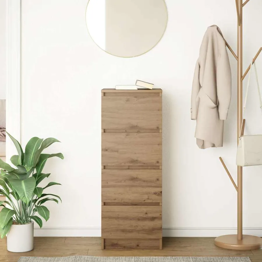 Buffet chêne artisanal 37,5x35x99 cm bois d'ingénierie - 3
