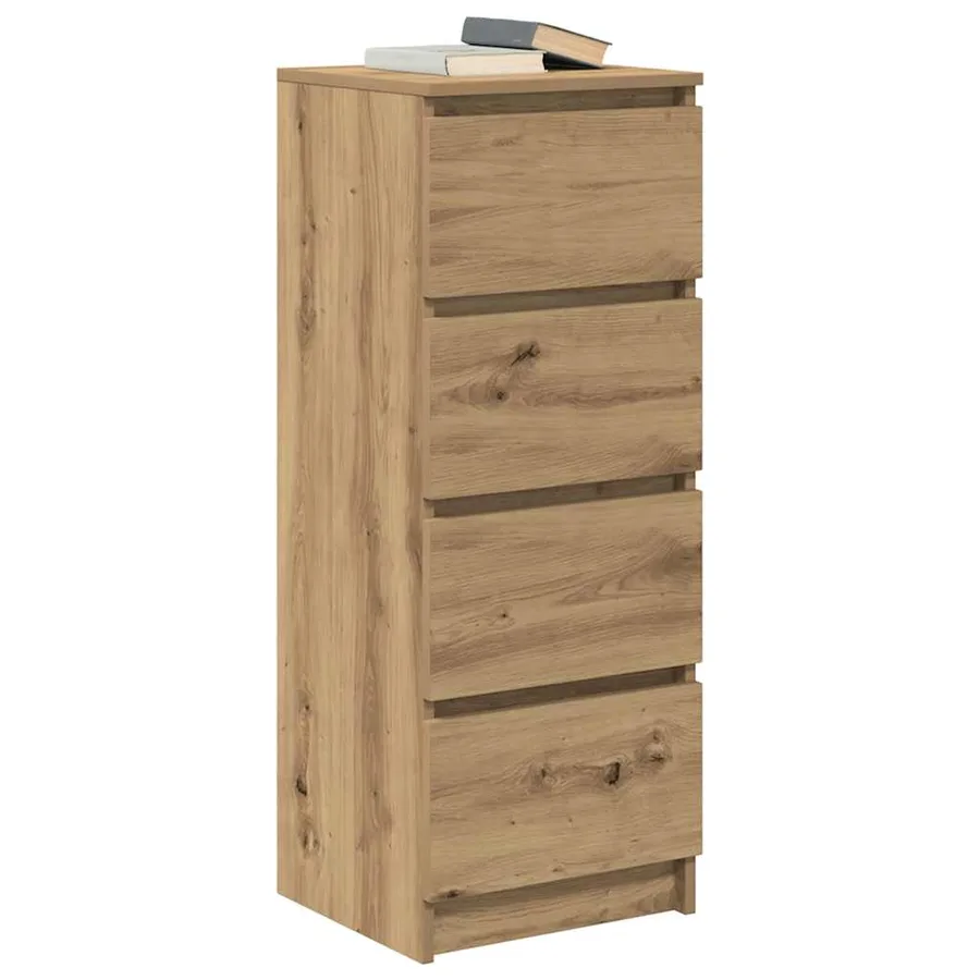 Buffet chêne artisanal 37,5x35x99 cm bois d'ingénierie - 4