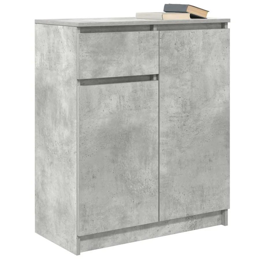 Buffet avec tiroir gris béton 71x35x84 cm bois d'ingénierie - 4