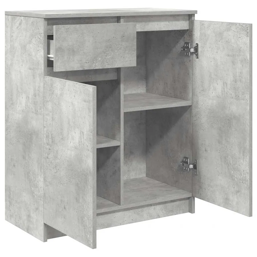 Buffet avec tiroir gris béton 71x35x84 cm bois d'ingénierie - 5